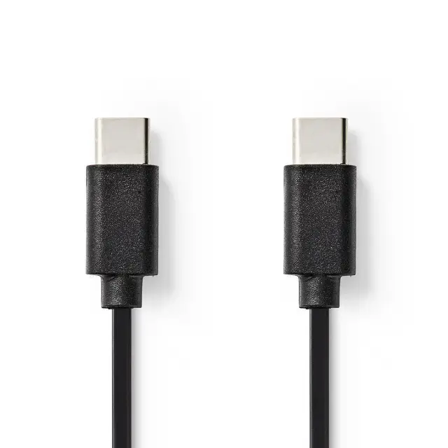 Kabl, USB-C, 2.0, muški na muški, Sync & Charge, 480Mbps, 60W max, crni, 1 metar — šifra 19954 | Kelco
