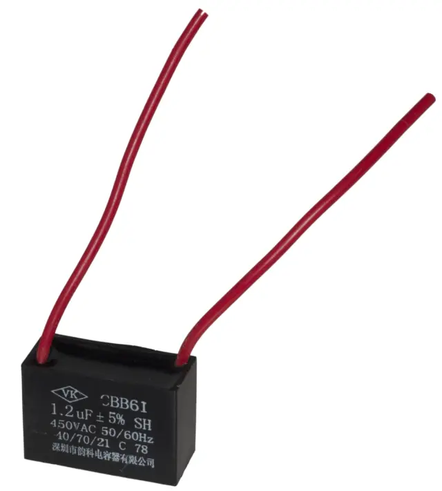 Kondenzator, 450V AC, 1.2µF, 37x11x22mm (širina x debljina x visina), CBB61 — šifra 20055 | Kelco