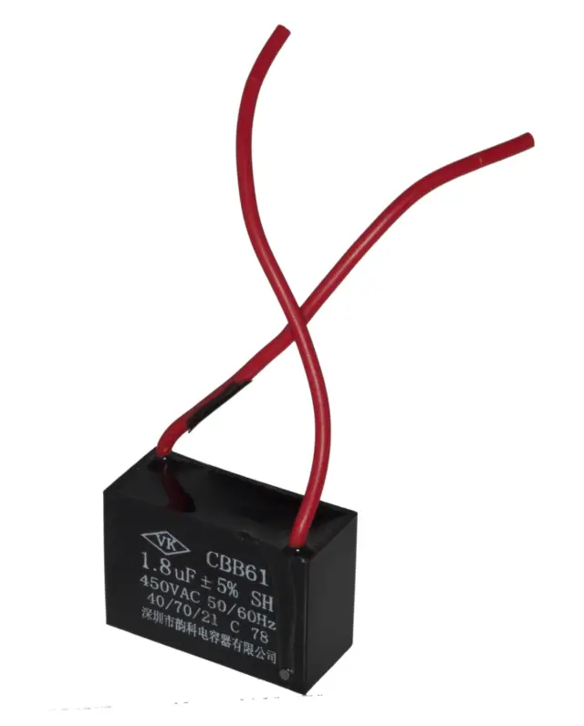 Kondenzator, 450V AC, 1.8µF, 38x16x25mm (širina x debljina x visina), CBB61 — šifra 20056 | Kelco