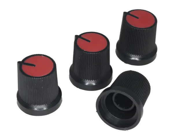 Dugme za potenciometar, fi 6mm, fi 15mm x 17mm, crveno — šifra 20063 | Kelco