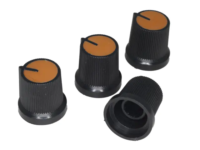 Dugme za potenciometar, fi 6mm, fi 15mm x 17mm, narandžasto — šifra 20064 | Kelco