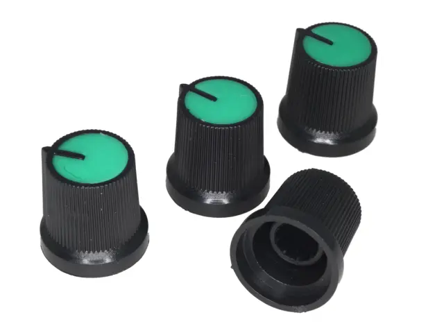Dugme za potenciometar, fi 6mm, fi 15mm x 17mm, zeleno — šifra 20065 | Kelco