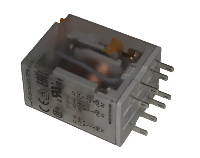 Relej, industrijski, 2 X ON/OFF, DPDT, 12A, 24V AC, 158Ω, LED signalizacija, Relpol — šifra 20316 | Kelco — slika 2