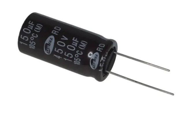 Elko, stojeći (RAD), 105°C, 150µF, 450V, 20X40mm, RD2W157M20041BB100, Samhwa — šifra 20892 | Kelco