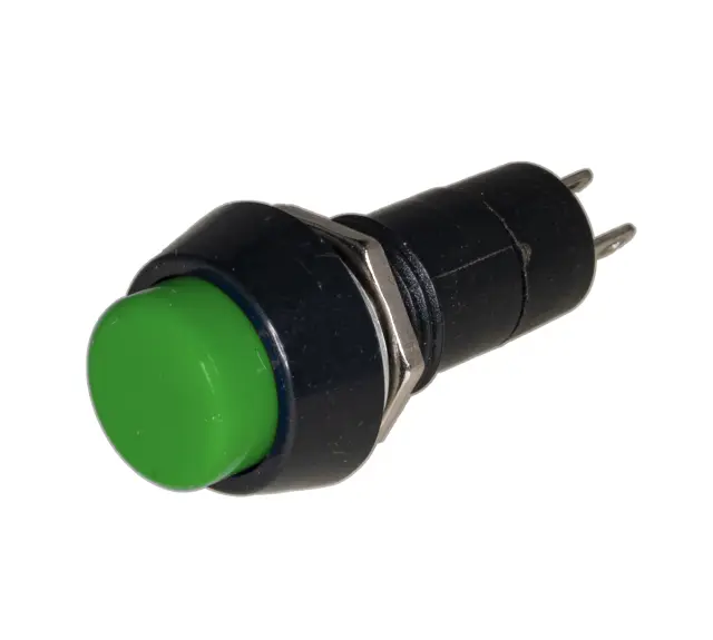 Taster, prečnik rupe za montažu 12mm, 150V/3A, zeleni — šifra 20924 | Kelco