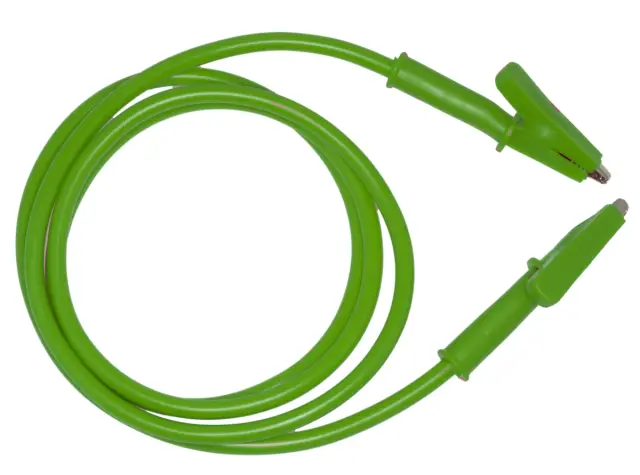 Kabl, test, 100cm, zeleni, sa krokodilkama, 100cm, 1000V/15A — šifra 21126 | Kelco