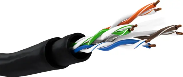 Provodnik, CAT 6, 250MHz, U/UTP, crni za spoljnu montažu, bakar, puna žica, AWG 24/1 — šifra 21359 | Kelco