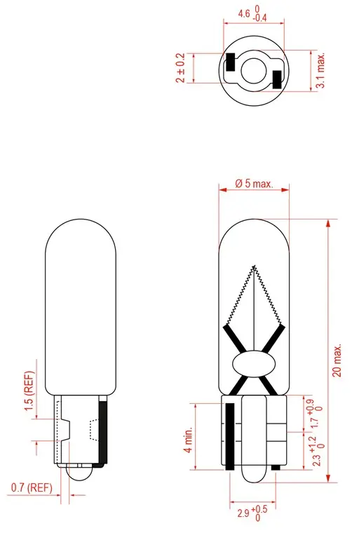T5 Wedge-base Lamp, 12V, 100mA, 1.2W — šifra 21369 | Kelco — slika 2