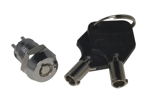 Bravica, metalna, sa ključem, 230VAC/1A, 12mm prečnik, dva ključa, dve pozicije, ON/OFF — šifra 21444 | Kelco