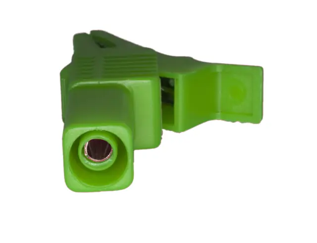 Krokodilka, bakarna, zelena, presvučena plastikom, 32A/1000V sa 4mm priključkom — šifra 21476 | Kelco — slika 2