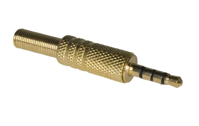 Muški, 3.5mm, pozlaćeni, sa četiri prstena, metalni, sa uvodnikom za kabl — šifra 21477 | Kelco