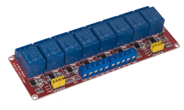 Osmokanalni modul, sa relejima, 12V/10A, sa optokaplerskom zaštitom i Hi/Low pobudom — šifra 21530 | Kelco