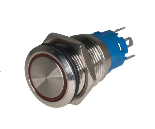 Prekidač, ON/OFF, 16mm, metalni, sa crvenom LED indikacijom, 12VDC, , , , , mm — šifra 21570 | Kelco