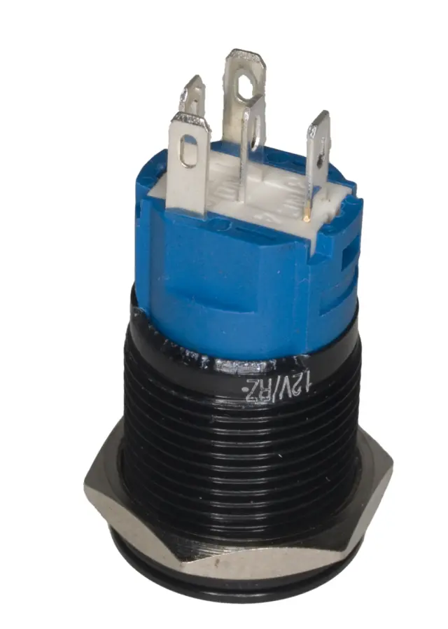 Prekidač, ON/OFF, 16mm, metalni, crni sa crvenom LED indikacijom, 12VDC, , , , , mm — šifra 21571 | Kelco — slika 2
