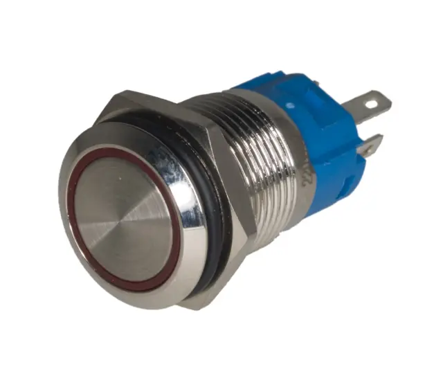 Prekidač, ON/OFF, 16mm, metalni, sa crvenom LED indikacijom, 220V, , , , , mm — šifra 21572 | Kelco