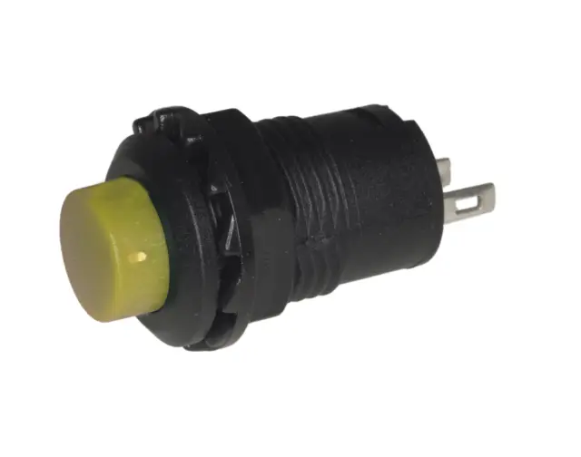 Prekidač, 3A/125VAC ili 1.5A/250VAC, 12mm prečnik rupe, 1 X ON, žuti, , , , , mm — šifra 21577 | Kelco