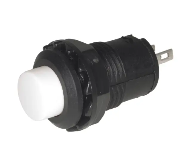 Prekidač, 3A/125VAC ili 1.5A/250VAC, 12mm prečnik rupe, 1 X ON, beli, , , , , mm — šifra 21578 | Kelco