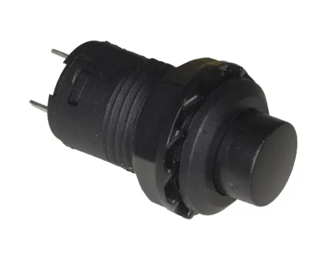 Prekidač, 3A/125VAC ili 1.5A/250VAC, 12mm prečnik rupe, 1 X ON, crni, , , , , mm — šifra 21579 | Kelco