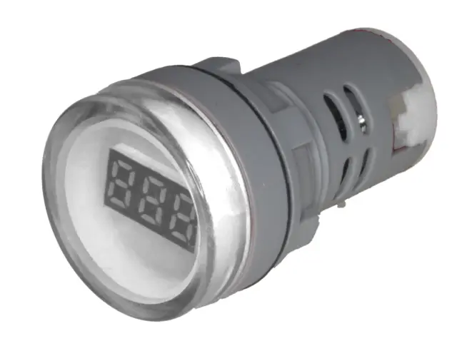 LED voltmetar, AC 60-500V, prečnik 22mm, beli — šifra 21666 | Kelco