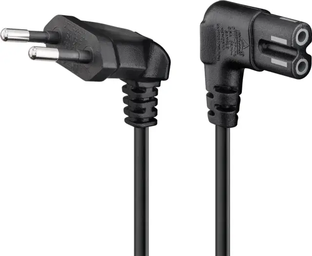 Kabl za napajanje, 2x0.75mm², EURO viljuška pod uglom na C7 pod uglom, bakarni provodnik, 2.0m — šifra 22017 | Kelco