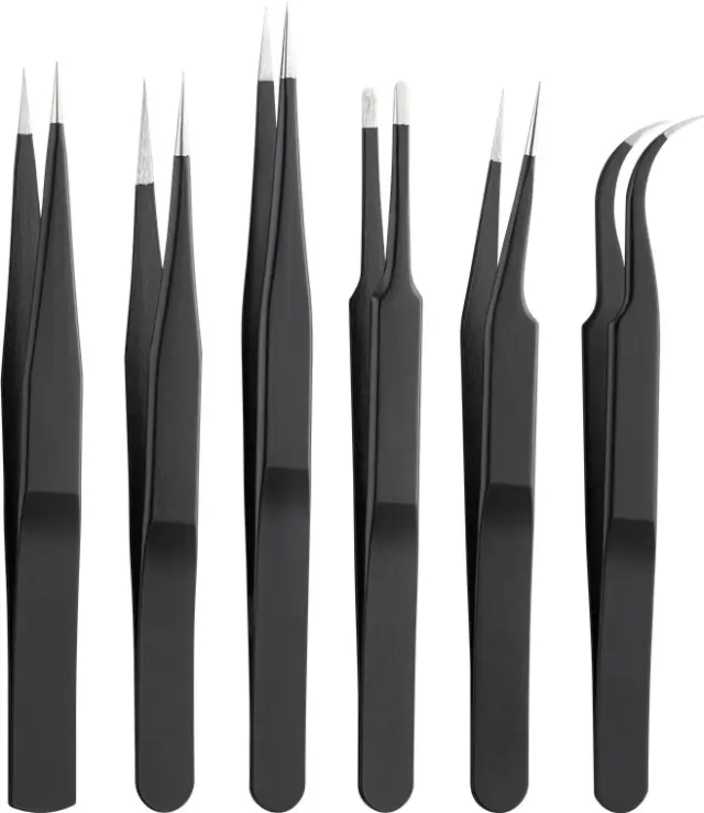 Tweezers Set 6 Pieces Hanging Box - 6 differently shaped tweezers for precision work — šifra 22039 | Kelco