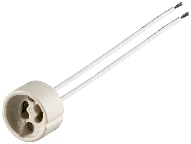 GU10 Lamp Socket with Twin Cable white 0.15 m in bulk - max. 100 W/250 V (AC) 0.15 m cable ce — šifra 22047 | Kelco