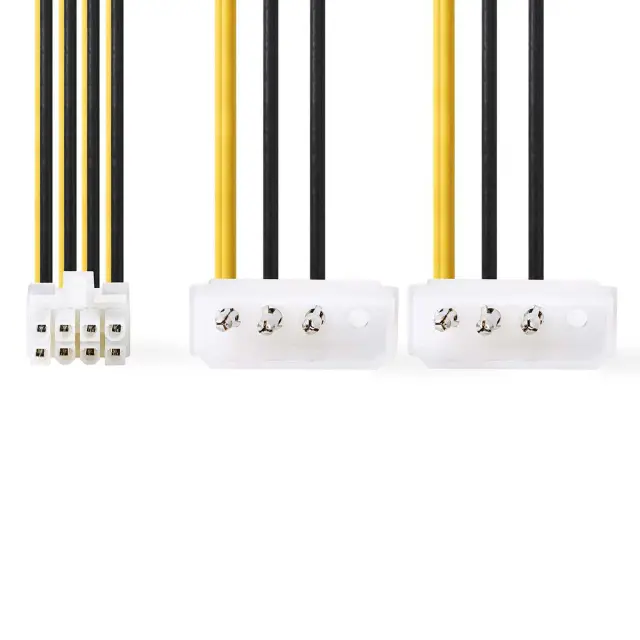 Internal Power cable đ EPS 8-Pin Male đ 2x Molex Male đ Gold Plated đ 0.15 m đ Round đ PVC đ Black / — šifra 22214 | Kelco — slika 2