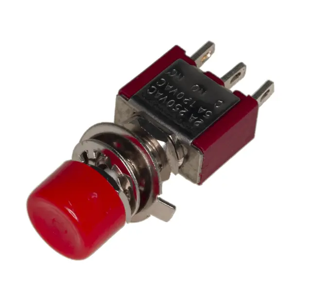 Taster, crveni, 1 X ON/OFF, mirni i radni kontakt 5A/125VAC, 2A/250VAC — šifra 22256 | Kelco