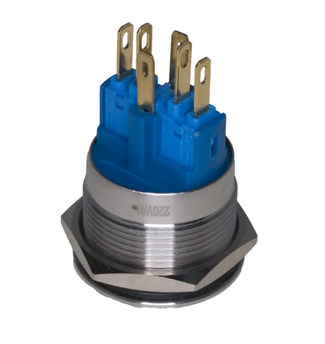 Taster, Inox, 22mm, 1 X ON/OFF, mirni i radni kontakt, 3A/250VAC, crvena LED — šifra 22270 | Kelco — slika 2