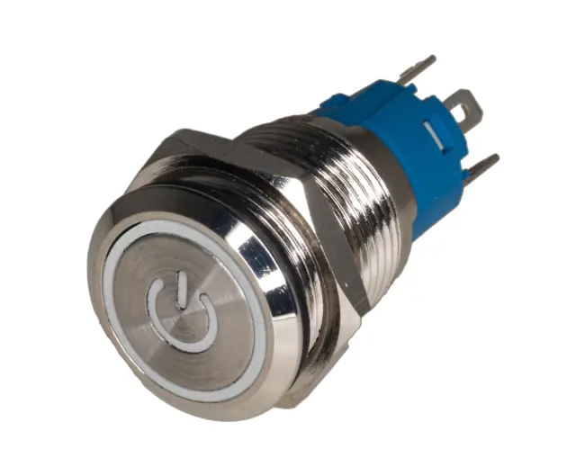 Taster, 1 X ON/OFF, 16mm, metalni, sa belom 'angel eye' LED indikacijom, 220V — šifra 22273 | Kelco