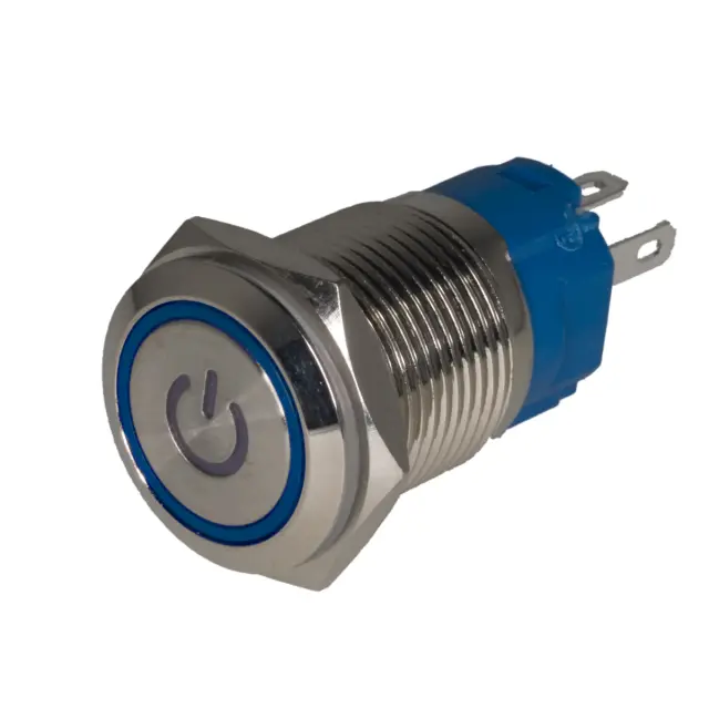 Prekidač, ON/OFF, 16mm, plavi LED krug, 230VAC, , , , , mm — šifra 22279 | Kelco