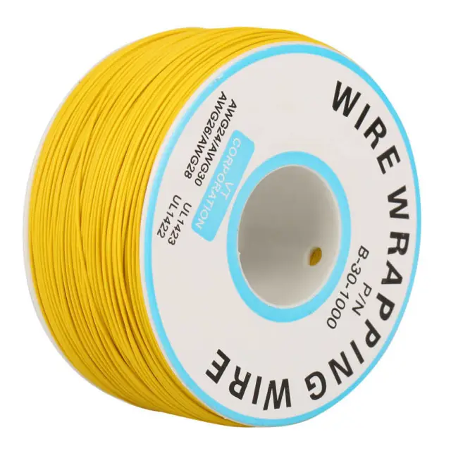 Provodnik, kotur od 250 metara, 30AWG (0.05mm²), puna žica, za šemiranje, žuta, kalajisani bakarni p — šifra 22390 | Kelco