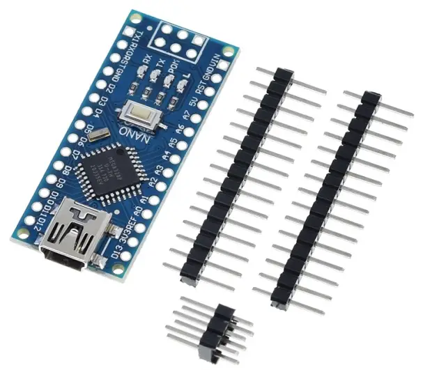 Arduino compatible Nano V3, ATmega328P/16MHz, CH340, Mini USB konektor, nezalemljena letvica — šifra 22816 | Kelco