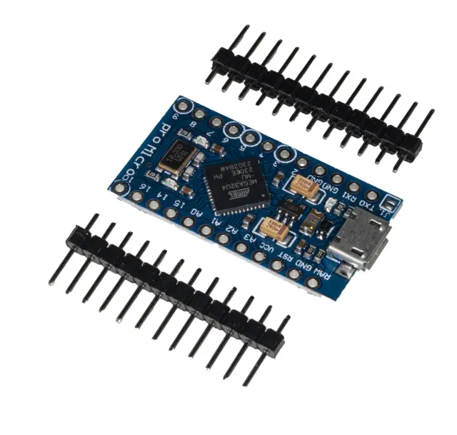 Arduino compatible Pro Micro ATmega32U4, 5V, 16MHz, Micro USB konektor, nezalemljena letvica — šifra 22818 | Kelco