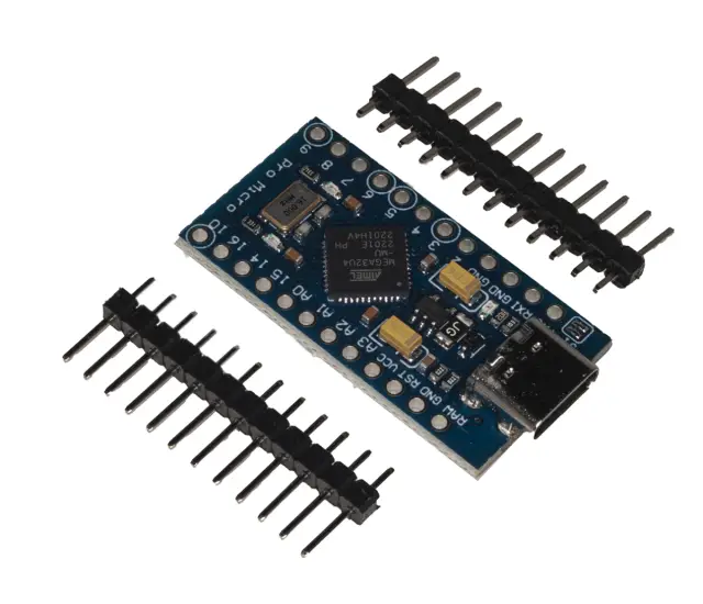 Arduino compatible Pro Micro ATmega32U4, 5V, 16MHz, USB-C konektor, nezalemljena letvica — šifra 22819 | Kelco