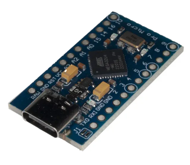 Arduino compatible Pro Micro ATmega32U4, 5V, 16MHz, USB-C konektor, nezalemljena letvica — šifra 22819 | Kelco — slika 2