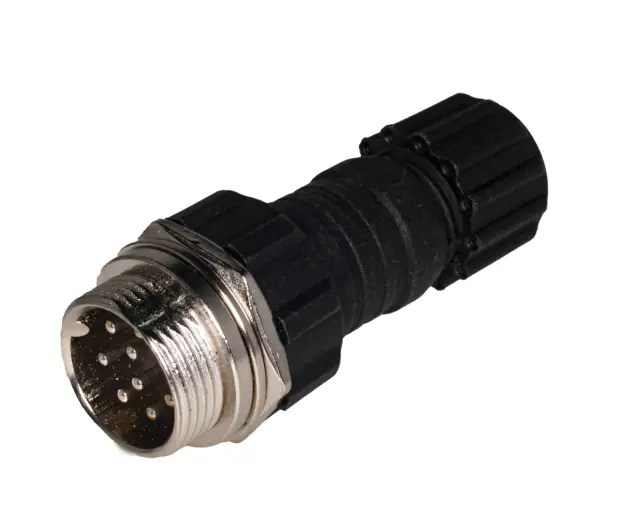 Muški, GX16 konektor, 9-polni, za kabl, sa navojem za zatvaranje, 5A/250VAC, waterproof IP65 — šifra 22937 | Kelco