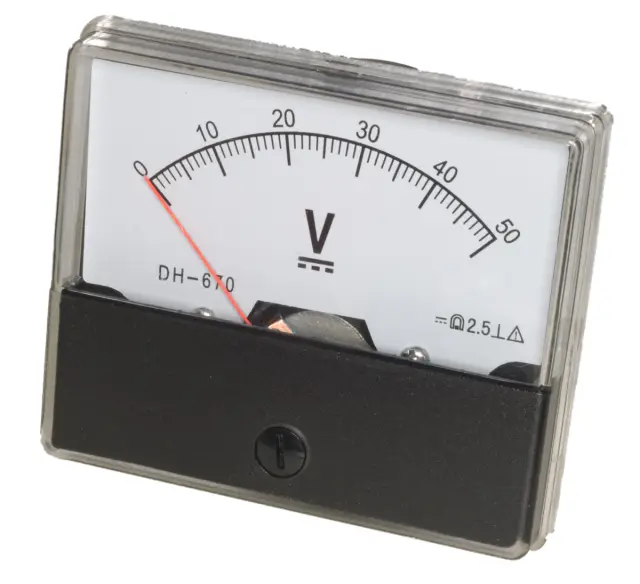 Indikator, analogni, Klasa 2.0, 70x60x42mm, voltmetar, 50V DC — šifra 22992 | Kelco