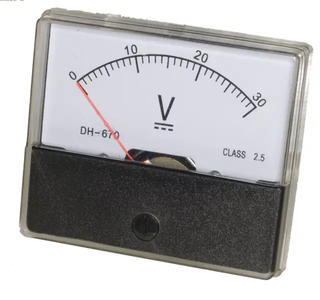 Indikator, analogni, Klasa 2.0, 70x60x42mm, voltmetar, 30V DC — šifra 23000 | Kelco