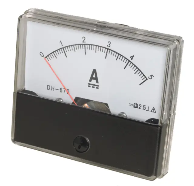 Indikator, analogni, Klasa 2.0, 70x60x42mm, ampermetar, 5A DC — šifra 23002 | Kelco