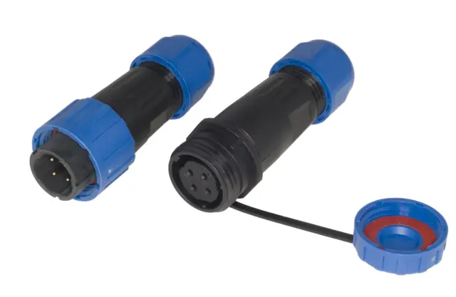 Konektor, SP16, muški i ženski za kabl, 4-pina, 10A/500V AC, sa štitnikom — šifra 23053 | Kelco