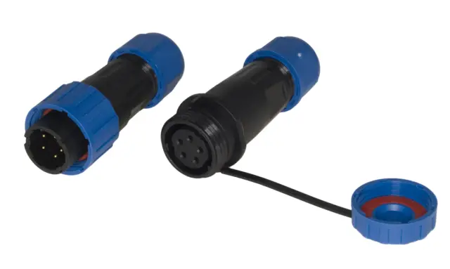 Konektor, SP16, muški i ženski za kabl, 5-pina, 10A/500V AC, sa štitnikom — šifra 23055 | Kelco