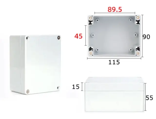 Kutija, ABS, F-tip, vodootporna, IP67, siva, 115x90x55mm — šifra 23219 | Kelco