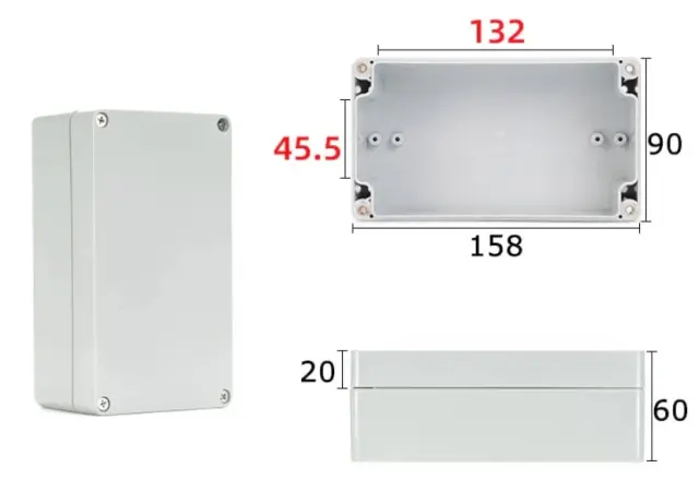 Kutija, ABS, F-tip, vodootporna, IP67, siva, 158x90x60mm — šifra 23222 | Kelco