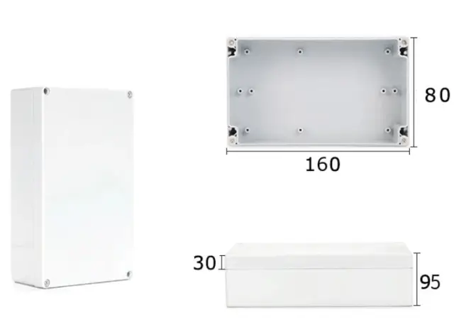 Kutija, ABS, F-tip, vodootporna, IP67, siva, 160x80x95mm — šifra 23224 | Kelco