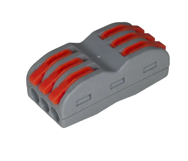 Splice spojnica sa polugom, 32A, 3 na 3, 0.08-2.5mm2, jednobojna — šifra 23360 | Kelco
