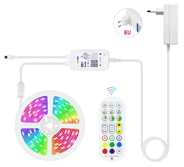 LED traka, RGB SMD 5050, 10m sa napajanjem i kontrolerom, sa mikrofonom, Tuya, Wifi — šifra 23423 | Kelco