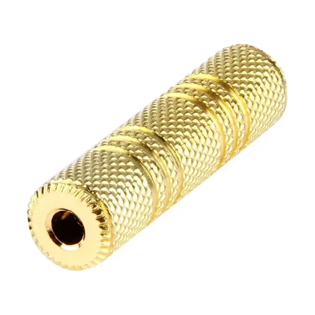 Adapter, ženski 3.5mm na ženski 3.5mm, stereo, metalni, zlatni sa 4 prstena — šifra 23480 | Kelco