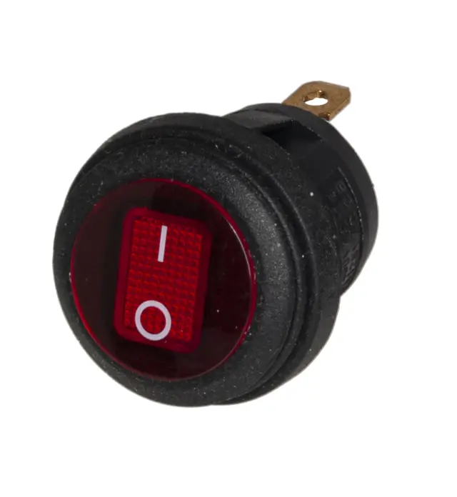 Prekidač, Wipp, okrugli, 6A/230V, ON-OFF, 12mm, crveni, , , , , mm — šifra 23841 | Kelco