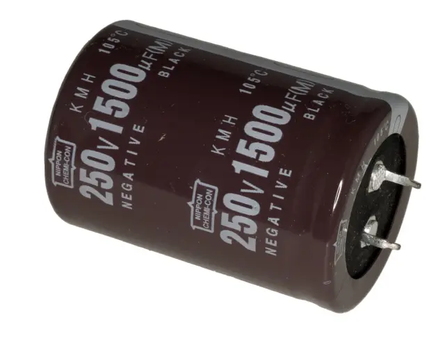 Elko, stojeći (RAD), 105°C, 1500µF, 250V, 35X50mm, RM10, Nippon Chemi-Con — šifra 23893 | Kelco
